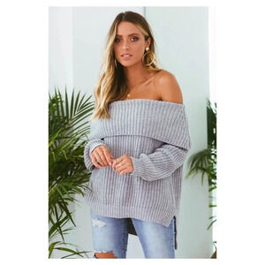 SNDYS Reece Off Shoulder Knit Sweater Size Large